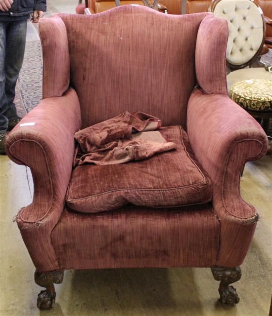 Upholstered wing armchair